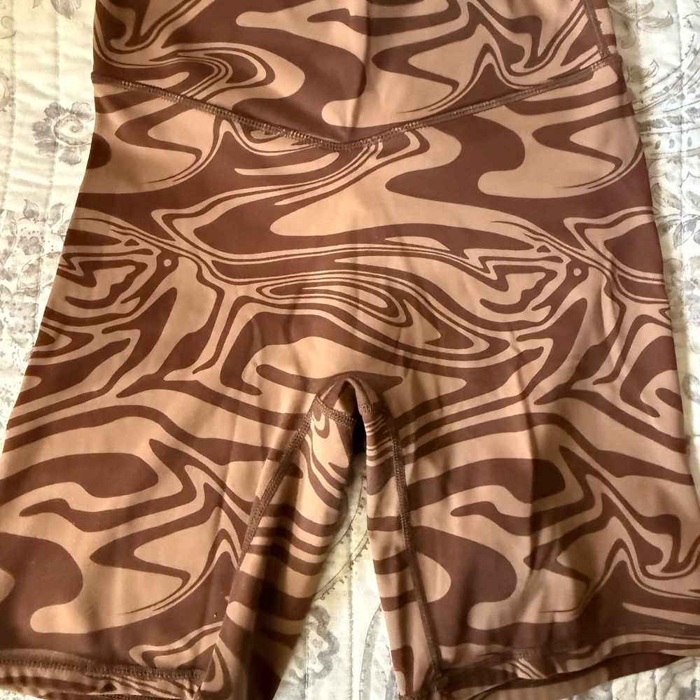 Brown Patterned Athletic Shorts